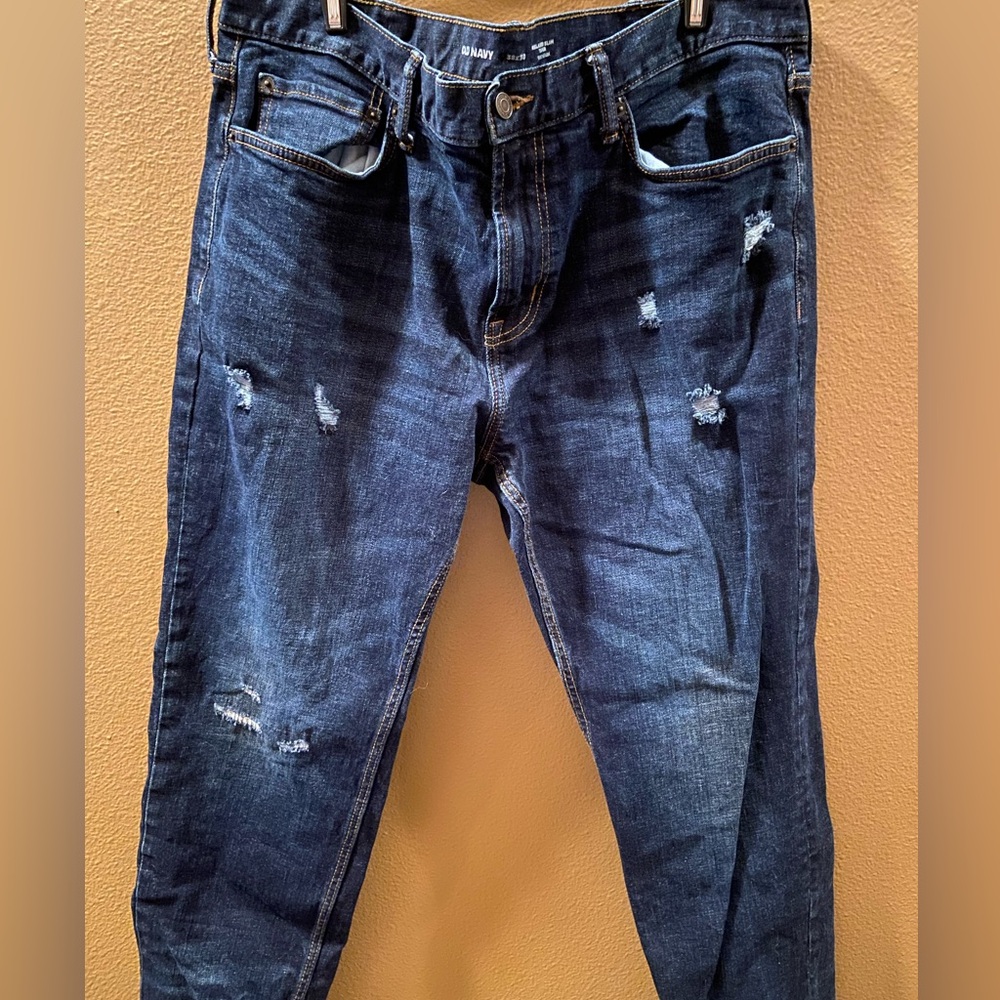 Men's Distressed Blue Jeans